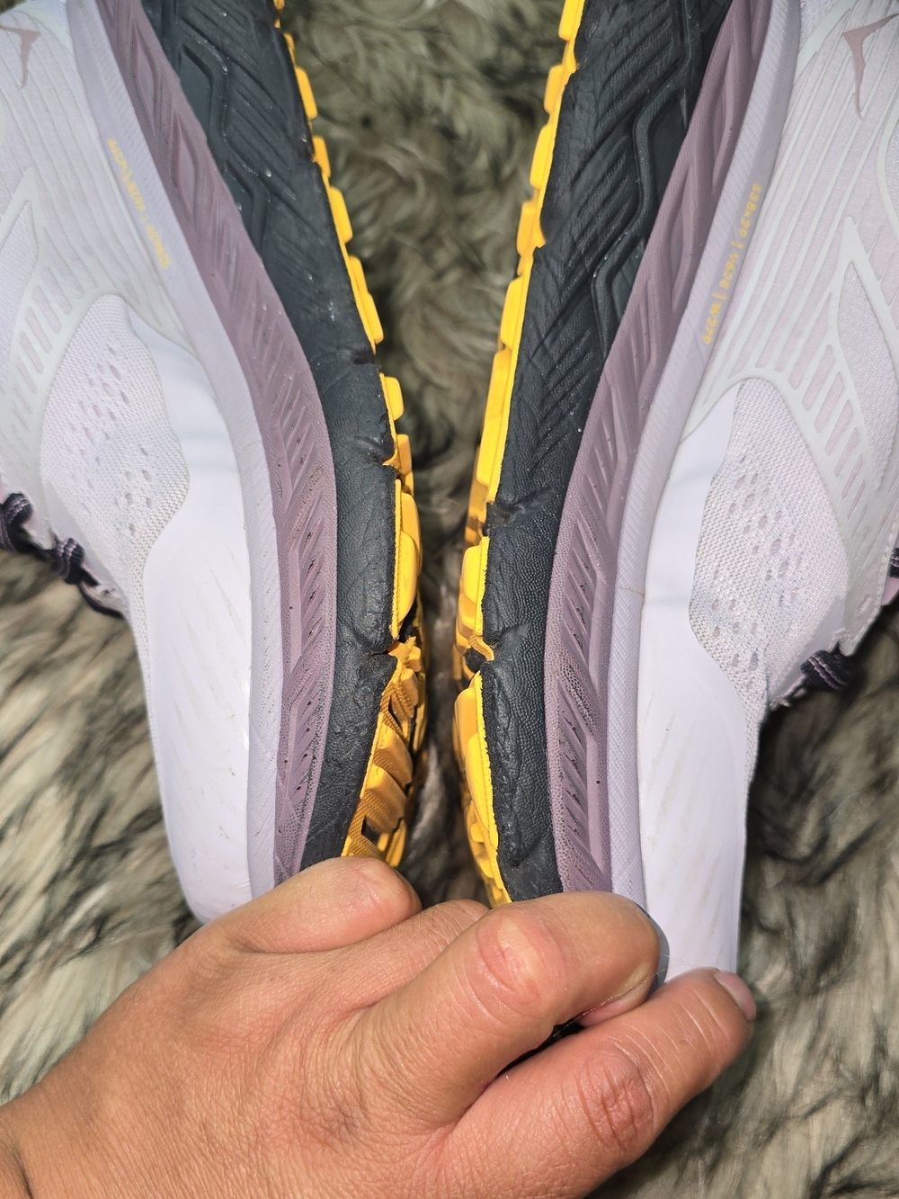 Hoka One One Lavender Running Shoes with Yellow Accents - Picture 10 of 12